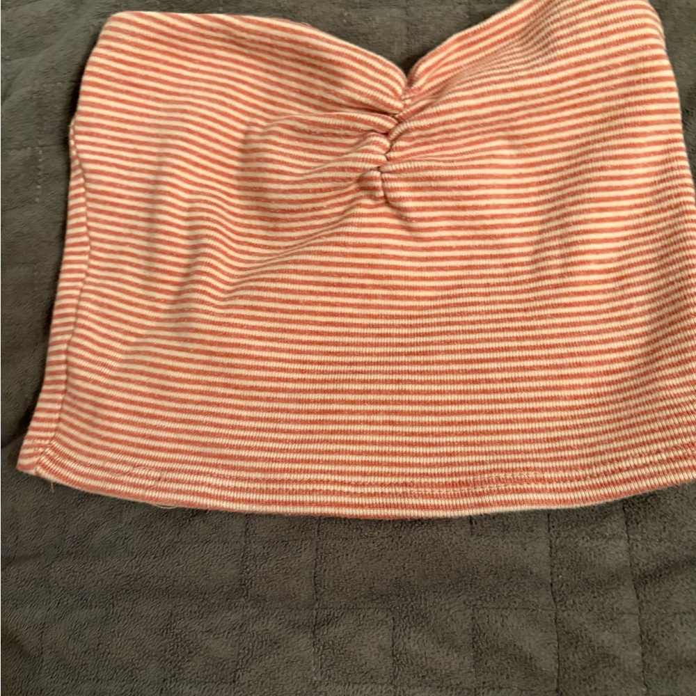 Full Tilt Coral and White Striped Top